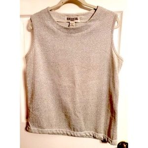 Vintage Bob Mackie Studio Sleeveless Top - Metallic Pewter/Silver sz L